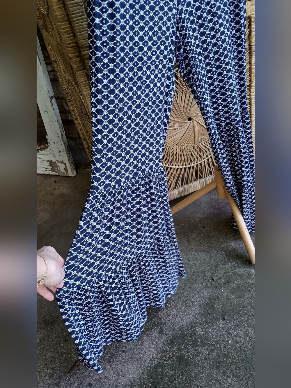 Evolutionary Navy and White Bell Bottom Jumpsuit_L